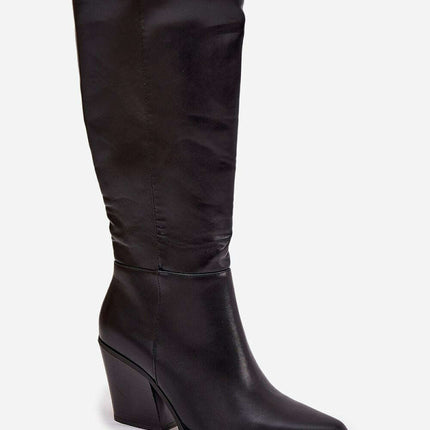 Women's Pointed Toe Heel Boots – Eco Leather, Insulated & Elegant - Très Elite