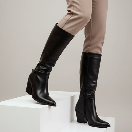 Women's Pointed Toe Heel Boots – Eco Leather, Insulated & Elegant - Très Elite