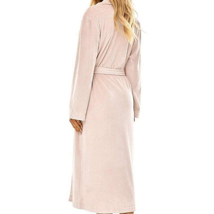 Women’s Quilted Knee-Length Bathrobe with Pockets & Tie Waist - Très Elite