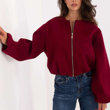 Womens Red Short Transitional Jacket Model 216702 With Zip - Très Elite