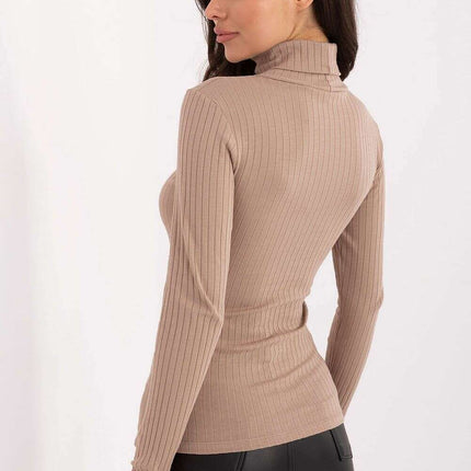 Women’s Ribbed Cotton Turtleneck Sweater – Stretch Comfort Essential - Très Elite