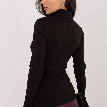 Women’s Ribbed Cotton Turtleneck Sweater – Stretch Comfort Essential - Très Elite