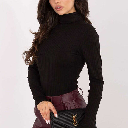 Women’s Ribbed Cotton Turtleneck Sweater – Stretch Comfort Essential - Très Elite