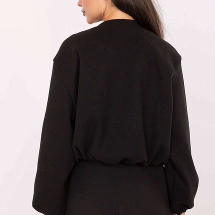 Women's Short Cut Transitional Jacket With Zip Front Black - Très Elite