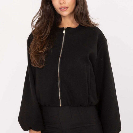 Women's Short Cut Transitional Jacket With Zip Front Black