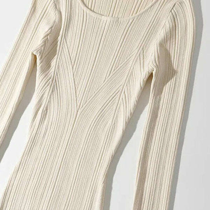 Women's Slim Fit Hip-covering Long Skirt Long Sleeve Knitted Dress - Très Elite