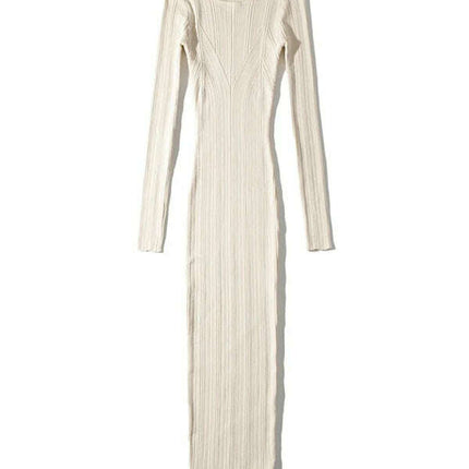 Women's Slim Fit Hip-covering Long Skirt Long Sleeve Knitted Dress