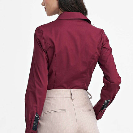 Womens Slim Fit Long Sleeve Button Front Elegant Shirt - Très Elite