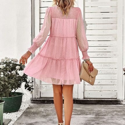 Women's Solid Color Elegant Jacquard Dress - Très Elite