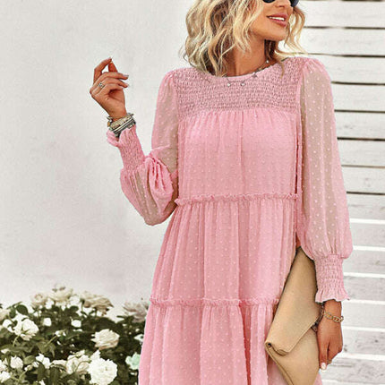 Women's Solid Color Elegant Jacquard Dress - Très Elite