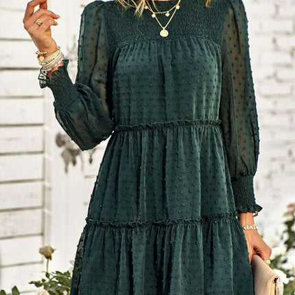 Women's Solid Color Elegant Jacquard Dress - Très Elite