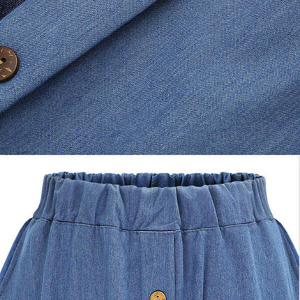 Women's Solid Denim Button-Front Skirt - Très Elite