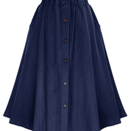 Women's Solid Denim Button-Front Skirt - Très Elite