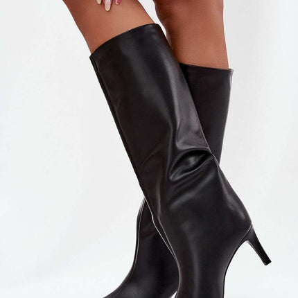 Women's Stiletto Heel Boots – Eco Leather, Pointed Toe, Insulated - Très Elite