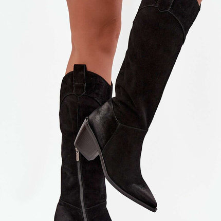 Women's Suede Cowboy Boots – Pointed Toe & Classic Western Elegance - Très Elite