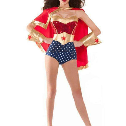 Women's Supergirl Costume with Elegant Flowing Cape for Halloween - Très Elite