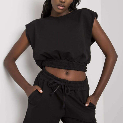 Womens Sweatshirt And Shorts Set Black Rue Paris Complete - Très Elite