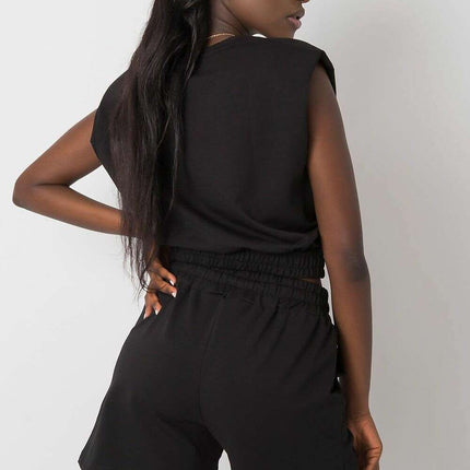 Womens Sweatshirt And Shorts Set Black Rue Paris Complete - Très Elite