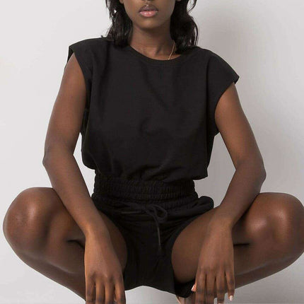 Womens Sweatshirt And Shorts Set Black Rue Paris Complete - Très Elite