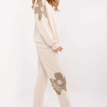 Womens Tracksuit Set 208147 Viscose Cotton Blend Beige - Très Elite