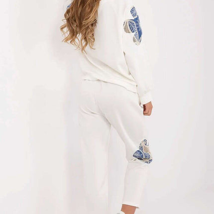 Womens Tracksuit Set 209494 Beige Openwork Embroidery - Très Elite