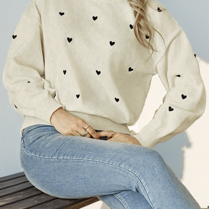 Women's Valentine's Day Heart Crew Neck Sweater - Très Elite