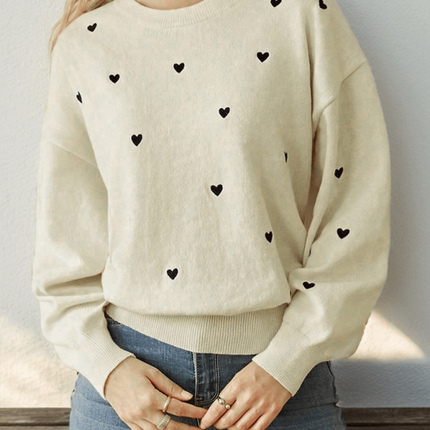 Women's Valentine's Day Heart Crew Neck Sweater