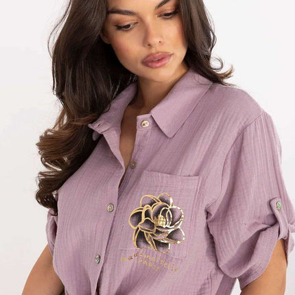 Womens Violet Shirt Model 213425 Casual Breathable Cotton - Très Elite