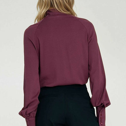 Women's Viscose Scarf-Neck Blouse with Decorative Cuffs – Très Elite - Très Elite