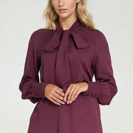 Women's Viscose Scarf-Neck Blouse with Decorative Cuffs – Très Elite - Très Elite