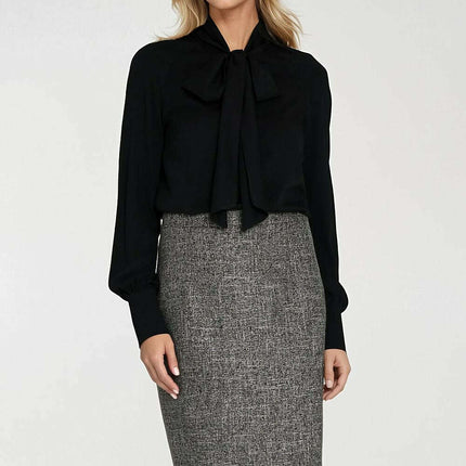 Women's Viscose Scarf-Neck Blouse with Decorative Cuffs – Très Elite - Très Elite