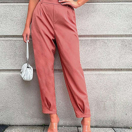Women's Woven Casual Elastic Waist Cropped Pants - Très Elite