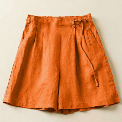 Women's Woven Cotton Linen Baggy Shorts - Très Elite