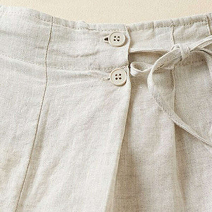 Women's Woven Cotton Linen Baggy Shorts - Très Elite