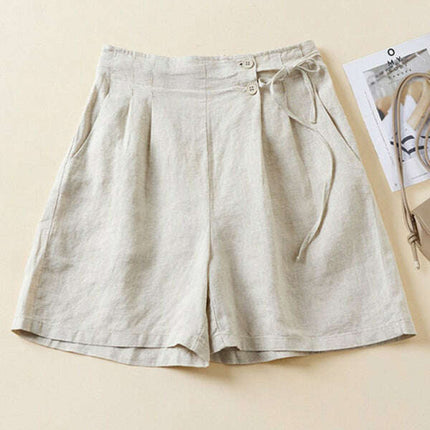 Women's Woven Cotton Linen Baggy Shorts - Très Elite