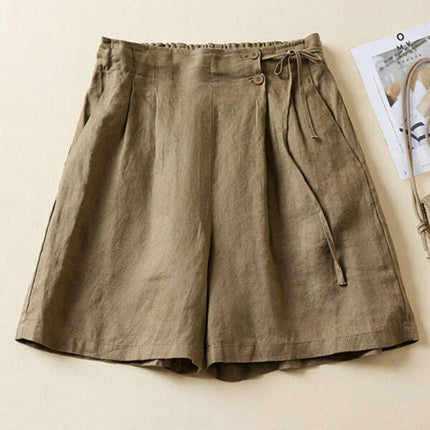 Women's Woven Cotton Linen Baggy Shorts - Très Elite