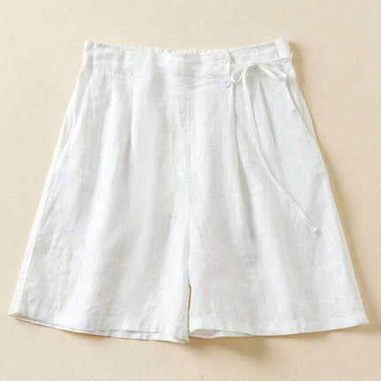Women's Woven Cotton Linen Baggy Shorts - Très Elite