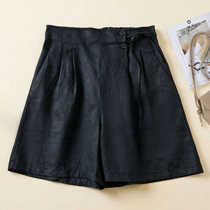 Women's Woven Cotton Linen Baggy Shorts - Très Elite