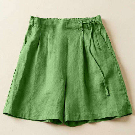 Women's Woven Cotton Linen Baggy Shorts - Très Elite