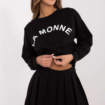 Women's Yellow Two Piece Set Pleated Skirt And Sweatshirt - Très Elite