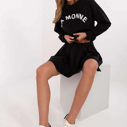 Women's Yellow Two Piece Set Pleated Skirt And Sweatshirt - Très Elite