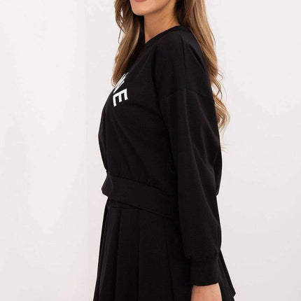 Women's Yellow Two Piece Set Pleated Skirt And Sweatshirt - Très Elite