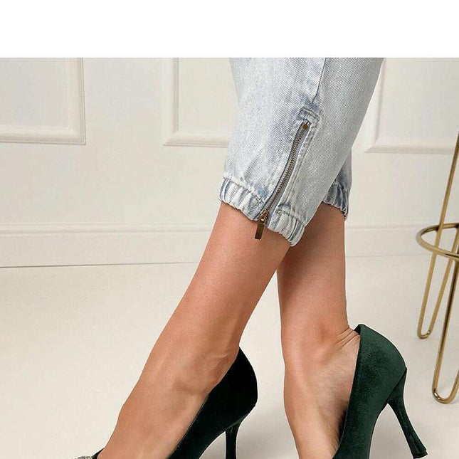 Women’s Zircon Embellished High Heels – Elegant Pointed Toe Stilettos