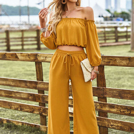 Women's casual sexy tube top top wide-leg trousers two-piece set - Très Elite