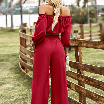 Women's casual sexy tube top top wide-leg trousers two-piece set - Très Elite