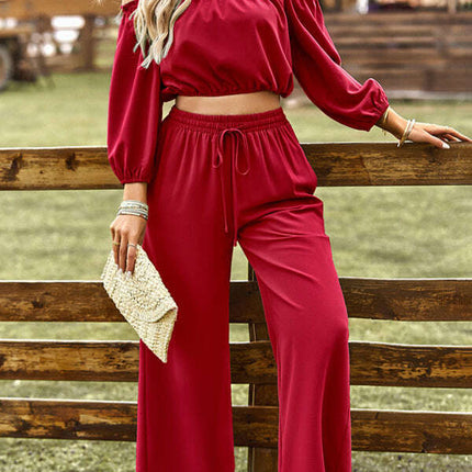 Women's casual sexy tube top top wide-leg trousers two-piece set - Très Elite