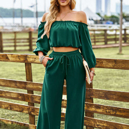 Women's casual sexy tube top top wide-leg trousers two-piece set - Très Elite
