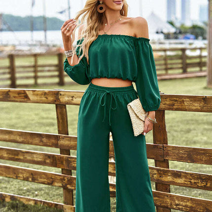 Women's casual sexy tube top top wide-leg trousers two-piece set - Très Elite