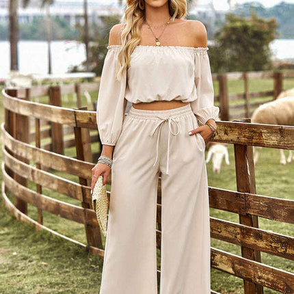 Women's casual sexy tube top top wide-leg trousers two-piece set - Très Elite