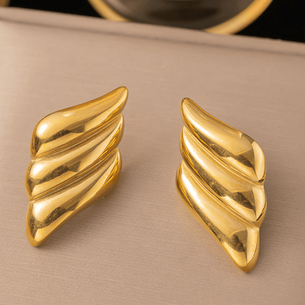 Women's earrings retro simple gold angel wings design earrings - Très Elite